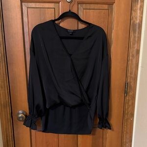 All Saints Black Draped Blouse